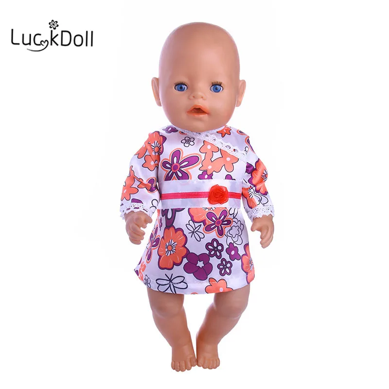 Платье LUCKDOLL с принтом Lacedge для куклы 43 см или 18-дюймовых кукол аксессуары | Игрушки
