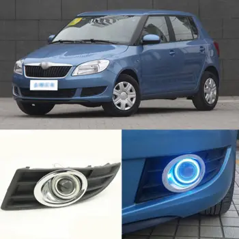 

New LED COB Angel Eyes+HID Lamp Projector Lens Foglights For Skoda Fabia 2012-14