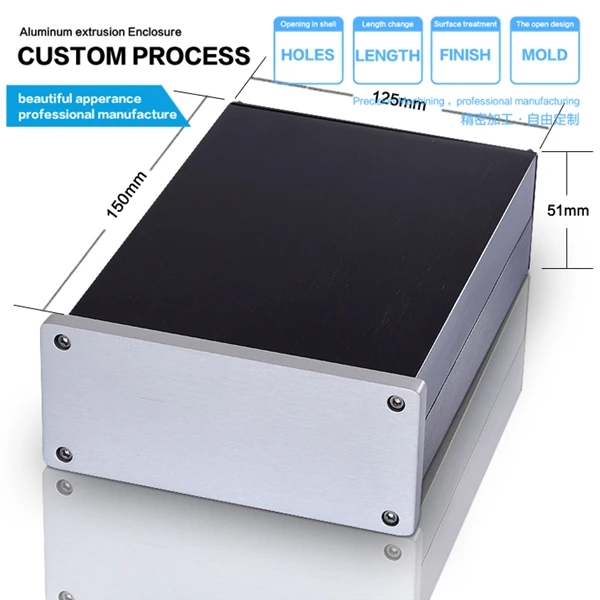 

125*51*180 mm 4.92''x2.0''x7.08'' Aluminum amplifier project enclosure