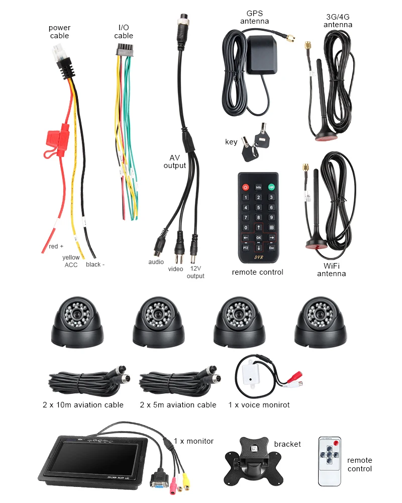  4G GPS WIFI 2TB Disco Duro 256G SD 4CH HDD móvil Dvr grabadora de vídeo control remoto en tiempo re