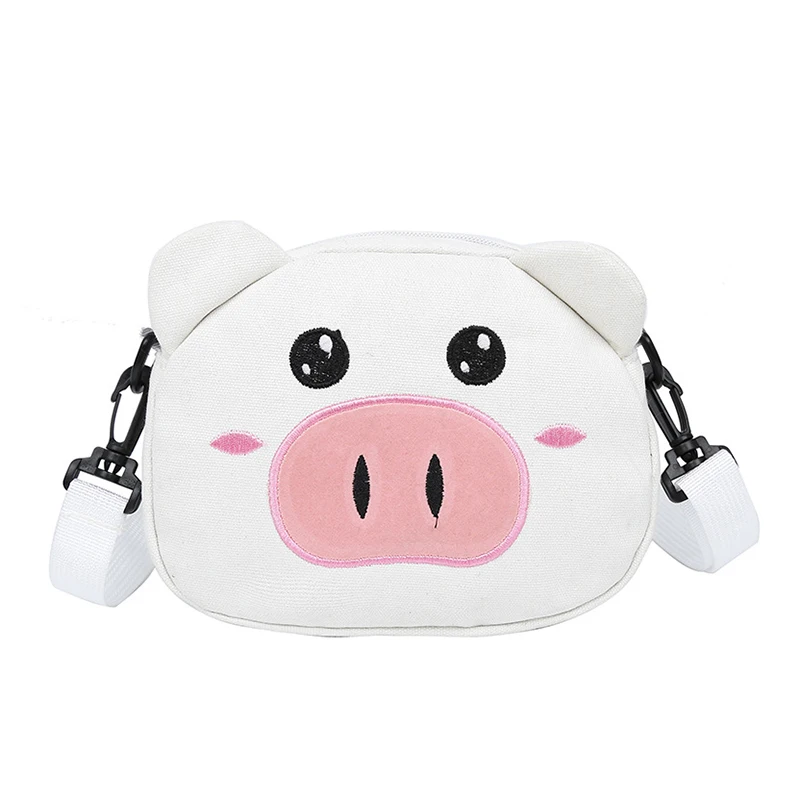 

1 Pcs Women Shoulder Crossbody Bag Cute Pig Shape Canvas Zipper for Mobile Phone Popular