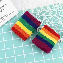 Дышащий теплый браслет цвета радуги мягкий хлопок обертывание рук бадминтон Бег Фитнес Мужчины Женщины браслет