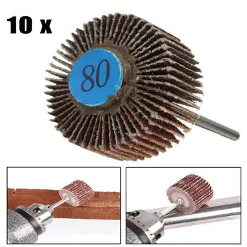

10pcs Sanding Flap Wheel Sanding Disc Grinding Set 30mm 80 Grit For Rotary Tools