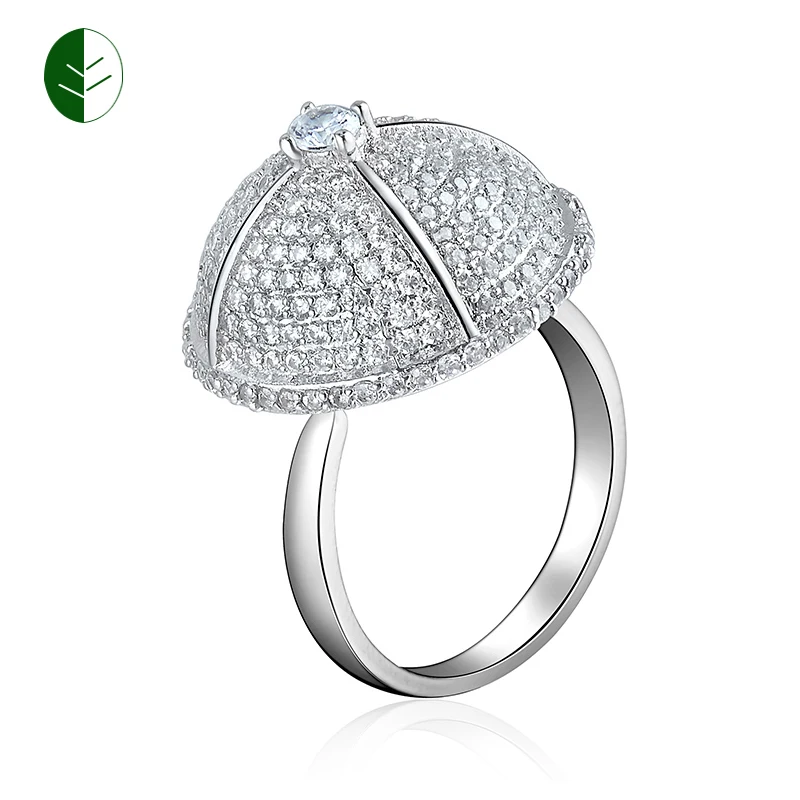 

2018 New Gold-color Dome Shape Umbrella Rotating Open Rings Women Engagement Wedding Ring Mushroom Crystal Cubic Zircon zk30