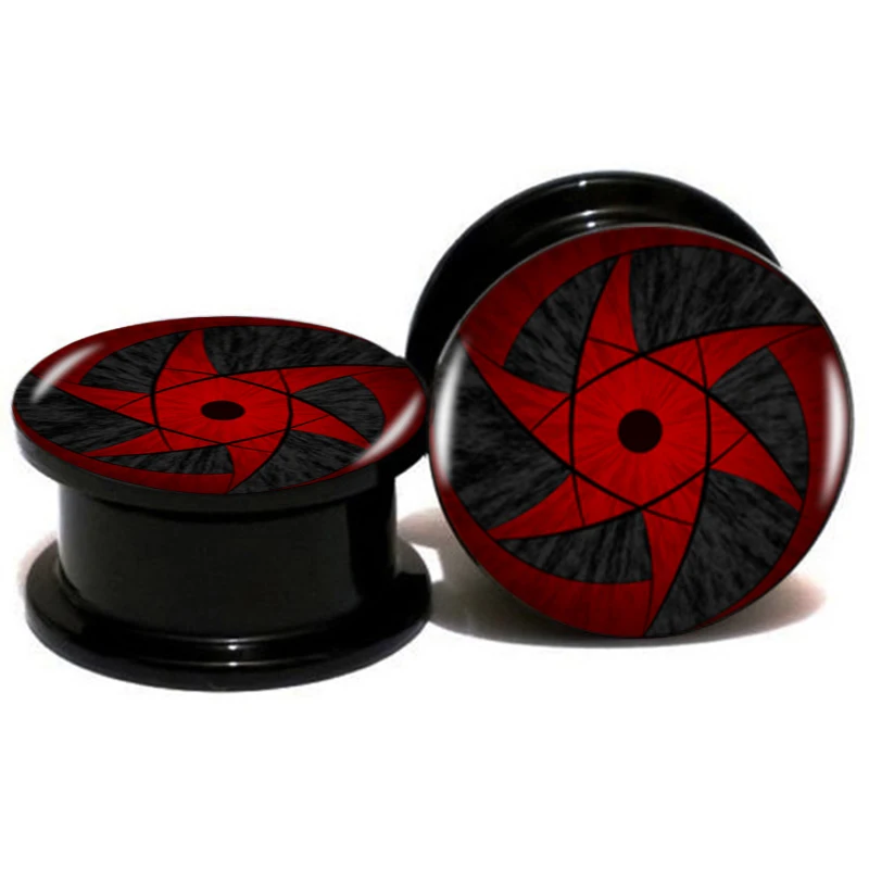 2pcs Acrylic Naruto Sharingan Shippuuden Eyes Ear Gauge Plugs And 
