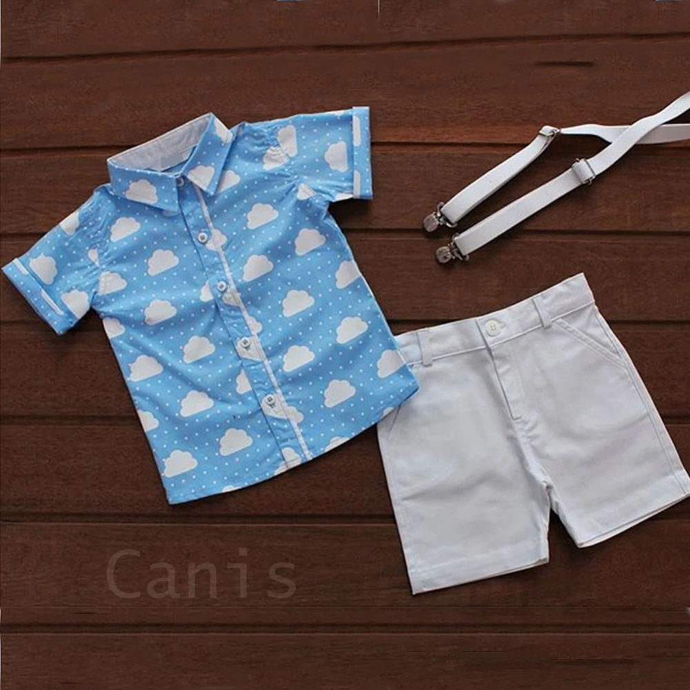 Детская одежда для новорожденных малышей маленьких мальчиков джентльмен короткий рукав Топы футболка Короткие штаны комплект одежды