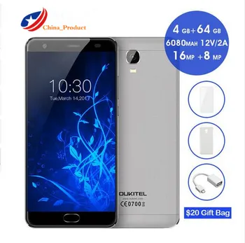 

OUKITEL K6000 Plus 4G 5.5"FHD Octa Core 4GB+64GB 6080mAh 12V/2A QC Charge 16MP Front Touch ID Smartphone silicon case new phone