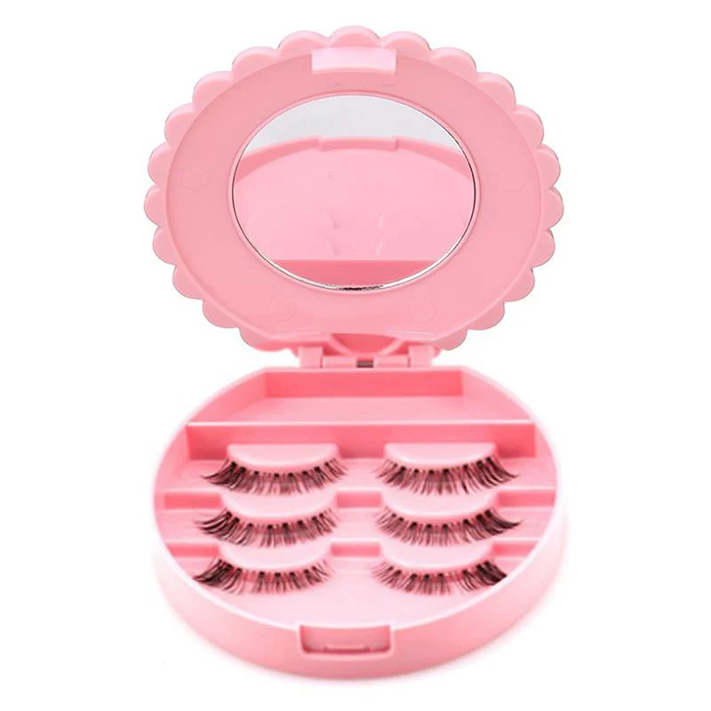  False Eyelash Storage Box Makeup Tools With Mirror Case Organizer Bowknot Portable Beauty Cosmetics
