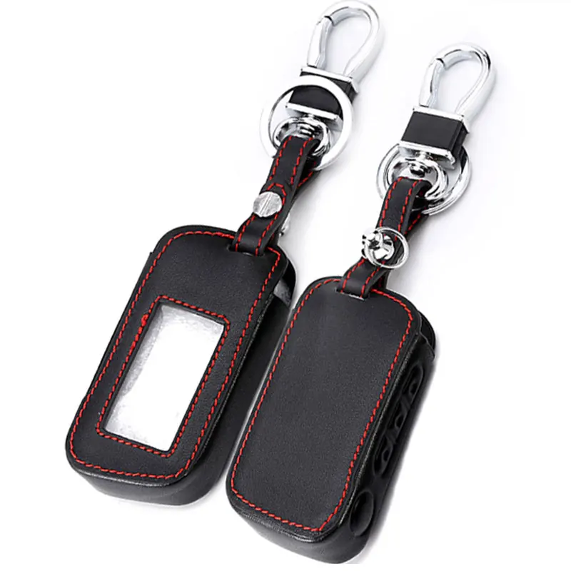 

Leather A93 Car Key Case Cover for Starline A39 A63 Two Way Car Alarm Remote Controller LCD Transmitter KeyChain