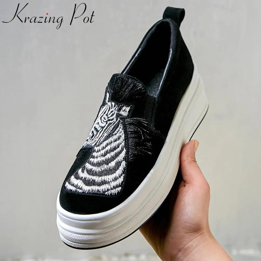 Décoration L26 Sur Naturel Suede cow En Mocassins Chaussures Animal Gland Haute Qualité Vulcanisées Kid Krazing Fond Cuir Slip Pot Supérieure Leather Appliques F1lJTKc