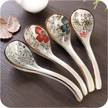 

2Pcs Japanese-style Ceramic Spoon Children's Rice Spoon Dessert Ice Cream Kitchen Tableware Stir Ladle Spoon Soup Spoon