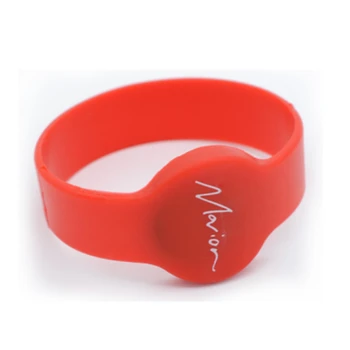 

200pcs Customized Logo Printed 13.56MHZ ISO14443 RFID MF1 FM1108 Waterproof Access Control Round Silicone Bracelet Wristband