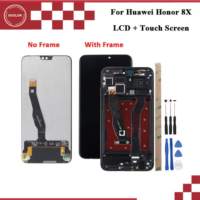 

ocolor For Huawei Honor 8X LCD Display And Touch Screen 6.5'' With Frame Repair Parts For Huawei Honor View 10 Lite LCD +Tools