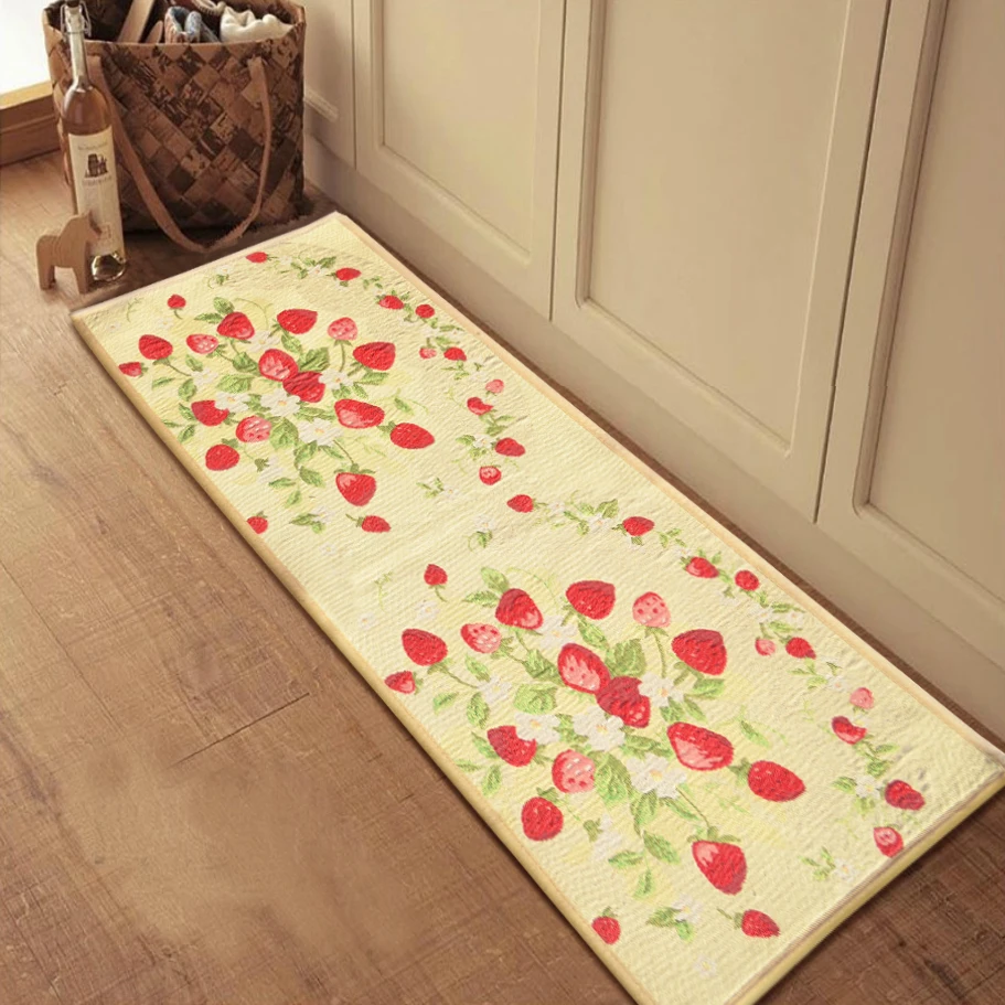 Mats strawberry print long design mats kitchen bath bed door entrance