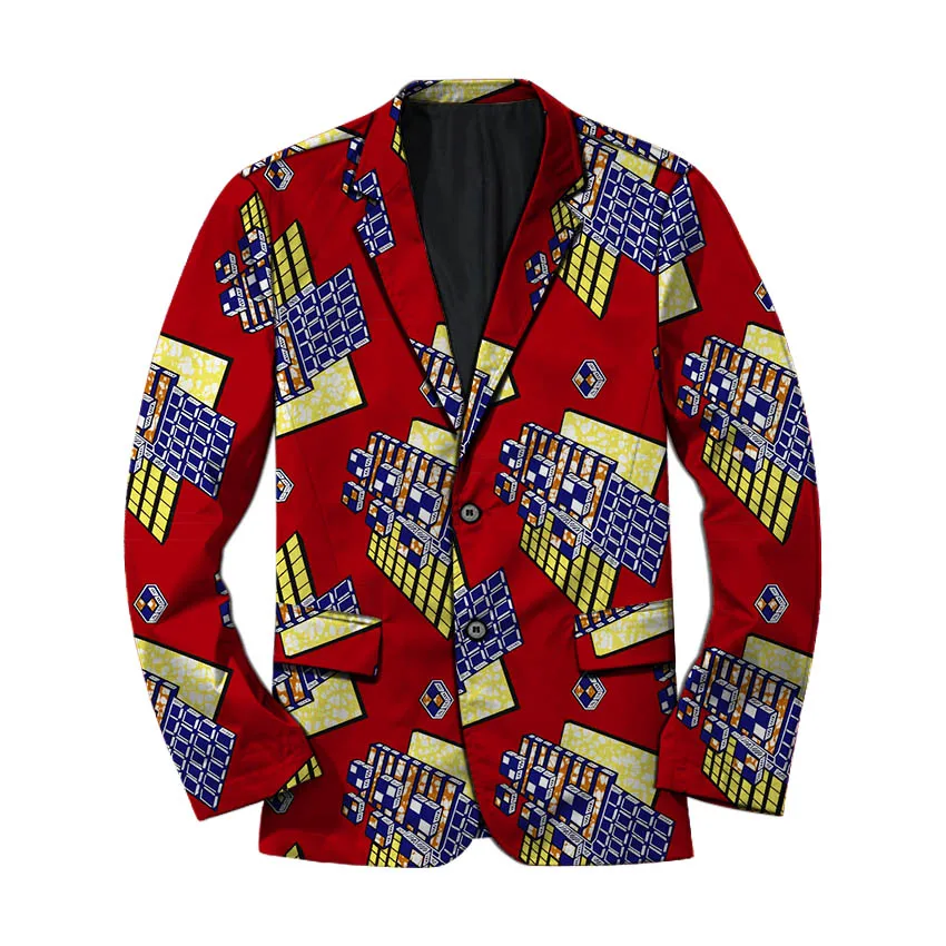 

African print men's blazers formal outfit traditional African male coat festival custom Ankara suit jacket for wedding