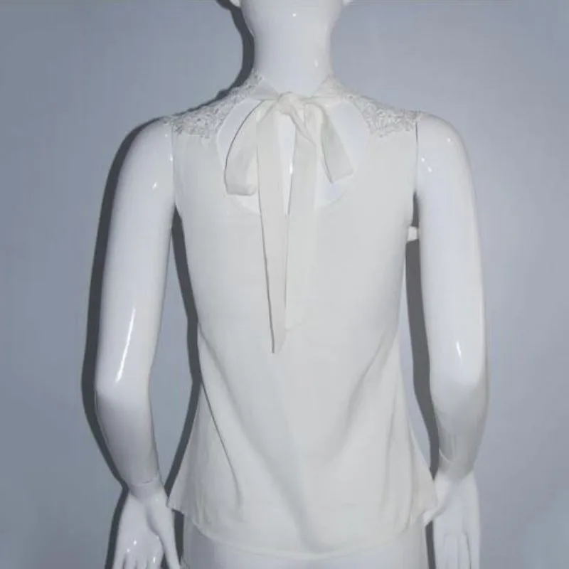 EFINNY Женская белая кружевная блузка без рукавов с открытой спиной блузки, женские рубашки Branca Feminino женские рубашки Festa LQW851