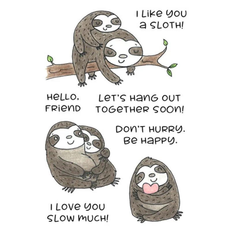 

Hugging Sloths Animal Metal Cutting Dies Clear Stamps for Craft Dies Scrapbooking Album Embossing New Dies for 2019 Card Making