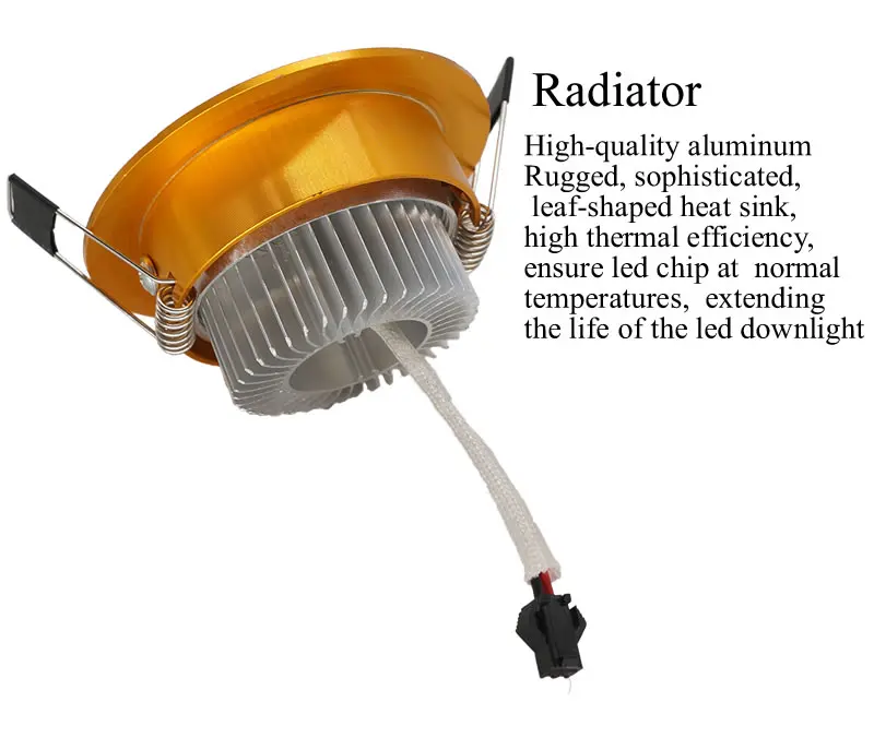 Золотой корпус светодиодный даунлайт с регулируемой яркостью 3 Вт высокой мощности светодиодный чип 330lm AC85-265V или 12 В Led потайной шкаф лампы для дома UL CE
