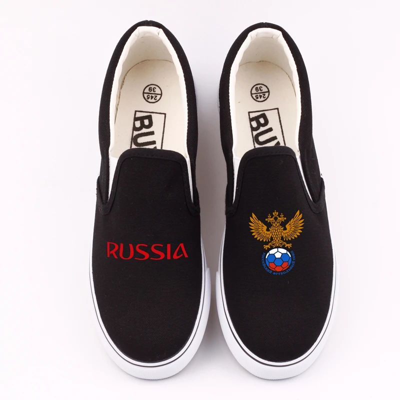 

Newest Design Russia Logo Printed Canvas Shoes Men Casual Loafers Customized Russian Espadrilles Summer Slip-on Zapatos