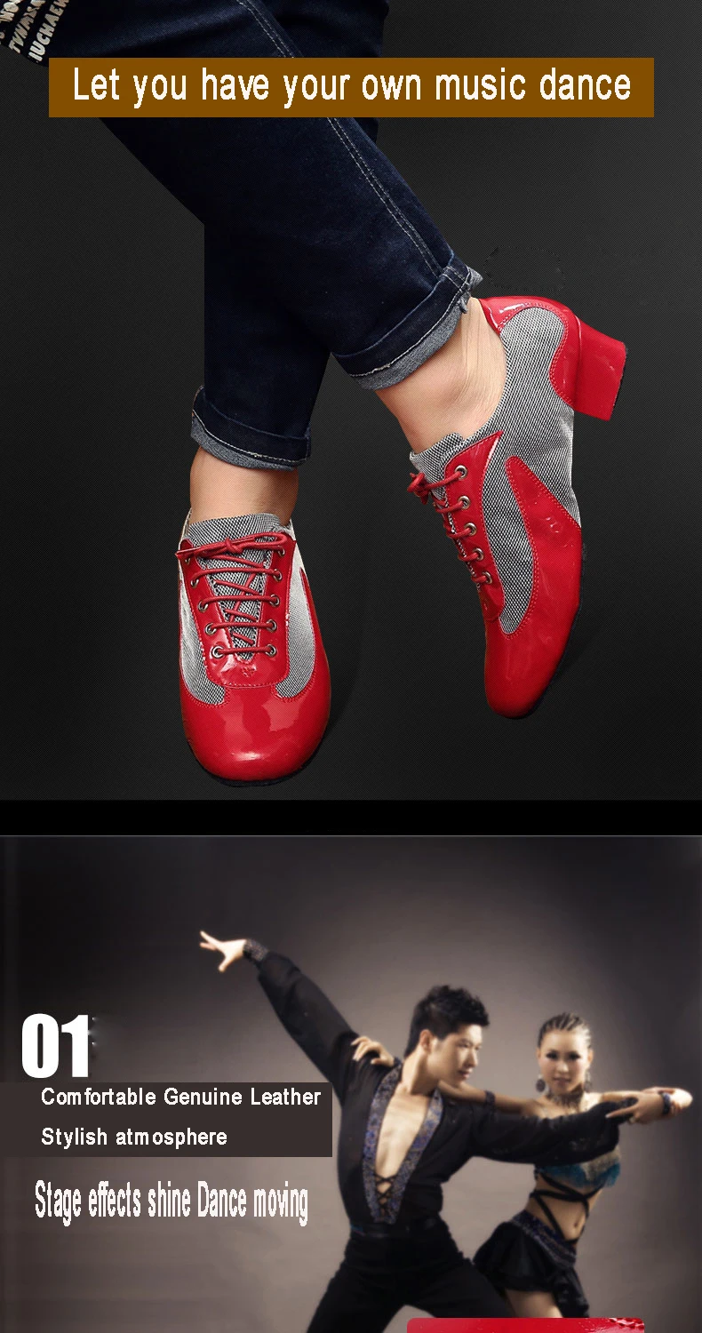 20161228_180900_081Professional Dancing Shoes Adult Sports Brand Men Modern Genuine Leather Latin shoes Leather Soles Durable Social Sneakers 9020