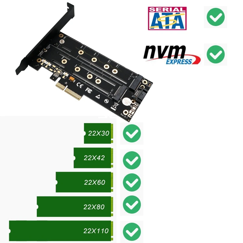 Компьютерная шина Pci-E M2 Sata Riser адаптер карты b-ключ+ М-ключ M.2 Ngff+ Nvme двойной Интерфейс Pcie адаптер для 2230 2242 2260 2280 22110 M.2 S
