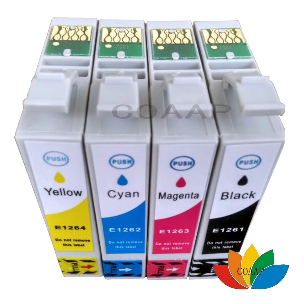 

4pcs compatible ink cartridge T1261 T1262 T1263 T1264 for Epson Workforce 520/60/435/545/630/633/635/645/840/845 NX330 NX430