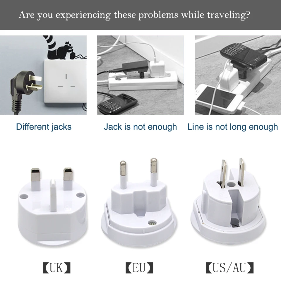 USUKEU EuropeanAU Universal Plug AC Electrical Adapter Portable Power Socket Outlet All in One Travel Converter Worldwide Use (2)