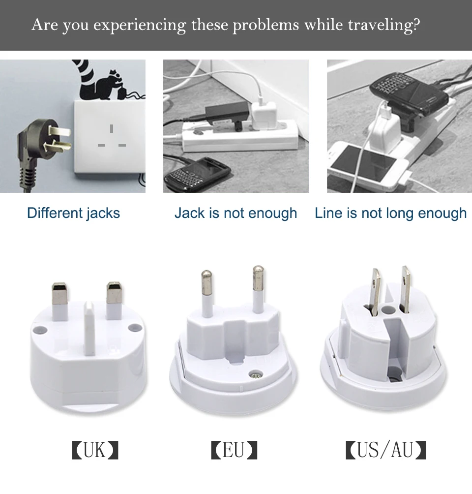 США/Великобритания/ЕС Европейский/AU Универсальный Разъем AC Электрический адаптер портативный розетка все в одном Путешествия конвертер по всему миру использования