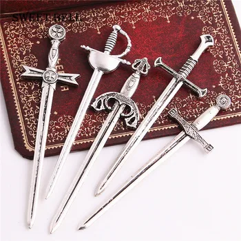 

SWEET BELL 10PC Antique Zinc Alloy Mixed Knight Sword Charms for Jewelry Making DIY Handmade Weapons Pendant Charms D6362