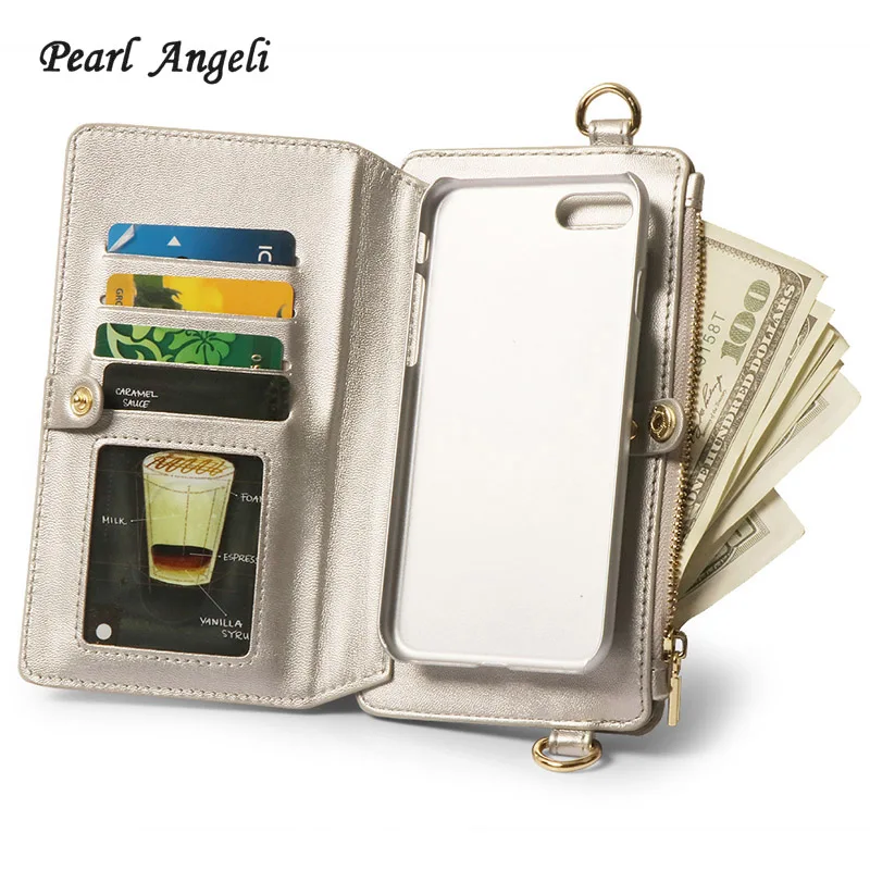 Жемчуг Angeli Стильный чехол-бумажник из искусственной кожи случаях для Iphone 6 6S 7 8 Plus X XS флип отойти чехол браслет-кошелек карты карман