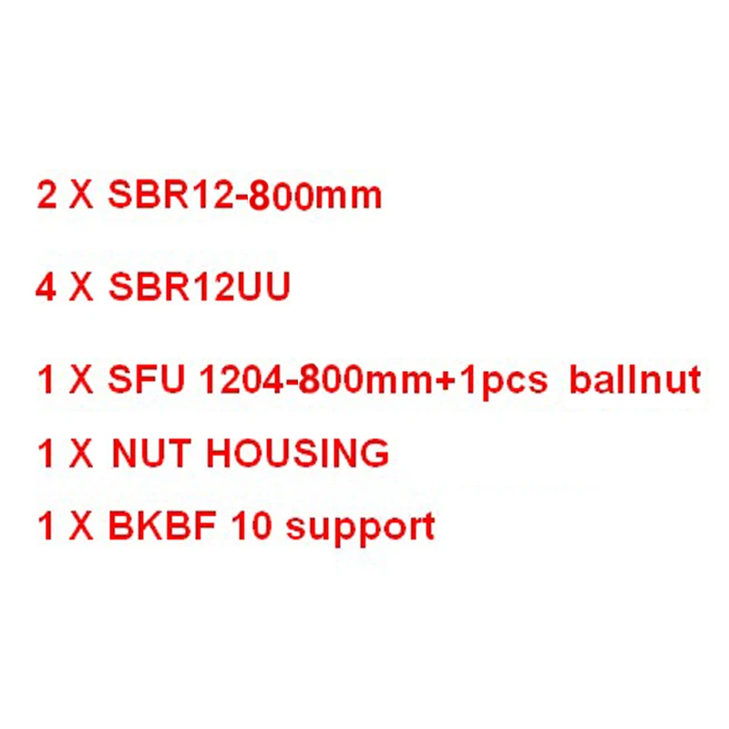 2xSBR12 w 4xSBR12UU линейные направляющие шарикового винта SFU RM1204-400 500 550 600 800 1000 1500 мм+ BK/BF10+ шариковая гайка Корпус подшипник с ЧПУ - Цвет: sfu1204-800