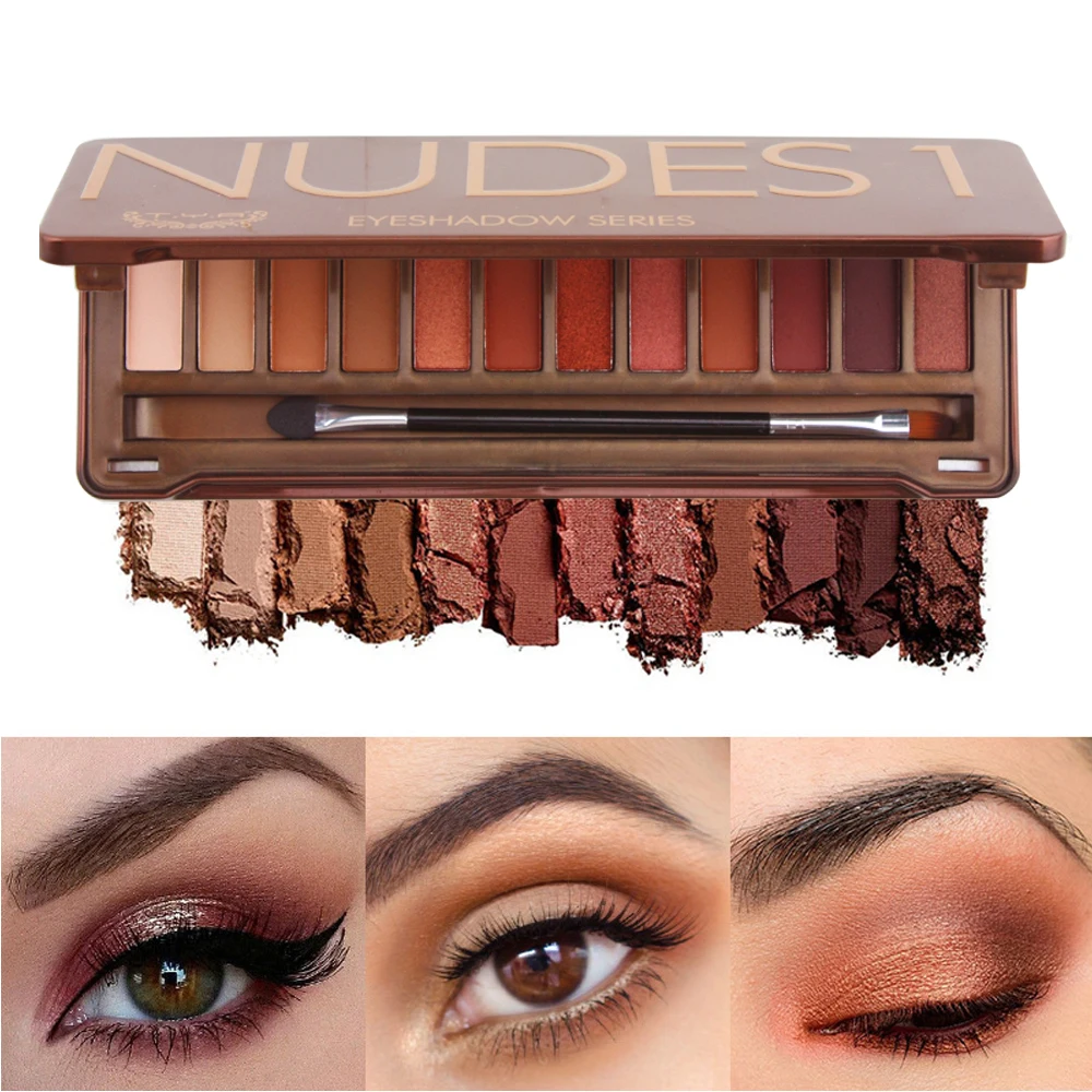 

TYA 12 nude color NK 1 heart Smoky eyeshadow Palette Balm Glitter pigment matte Palette Brow Cosmetic Makeup Natural Earth Set