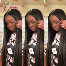Natural Color Brazilian Virgin Hair Lace Front Wigs V Part Silk Straight Human Hair Lace Front Wig For Black Women