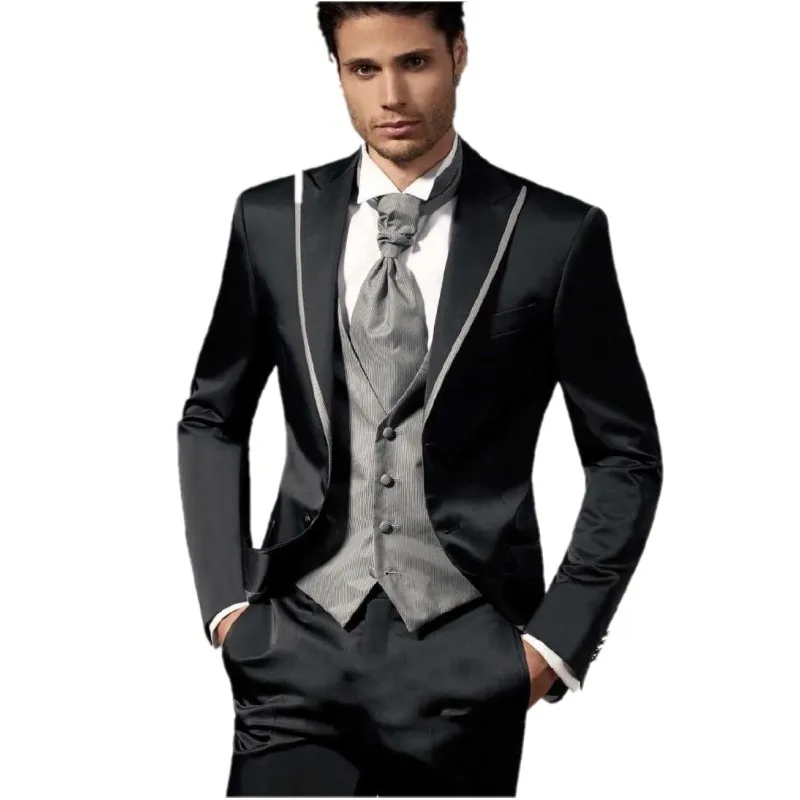 

Wholesale Custom Made Men Wedding Suits Groom Tuxedos costume homme Men Suit Groomsmen Suit Jacket+Pants+Tie+Vest Groom Suit