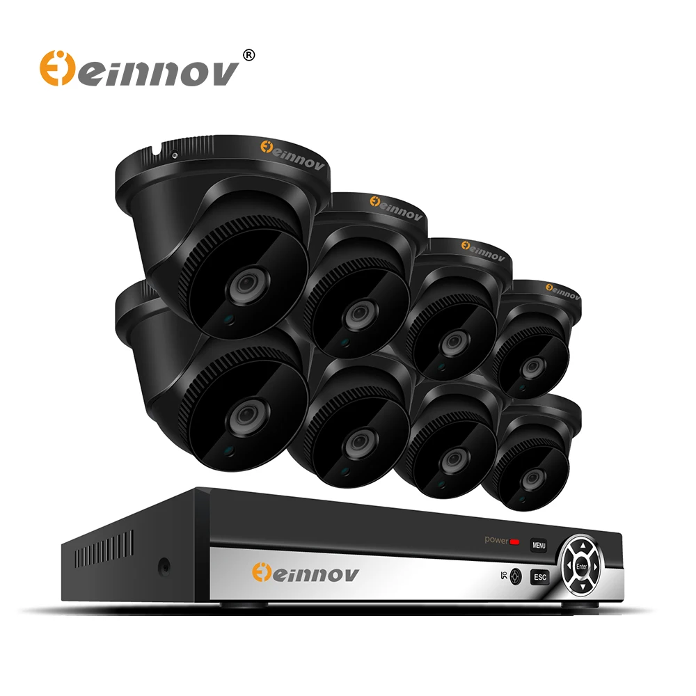 Einnov 8CH купольная POE CCTV камера системы 48 В NVR комплект Onvif 1080P HD 2.0MP черный безопасности POE IP камера дома безопасности ipcam Danala