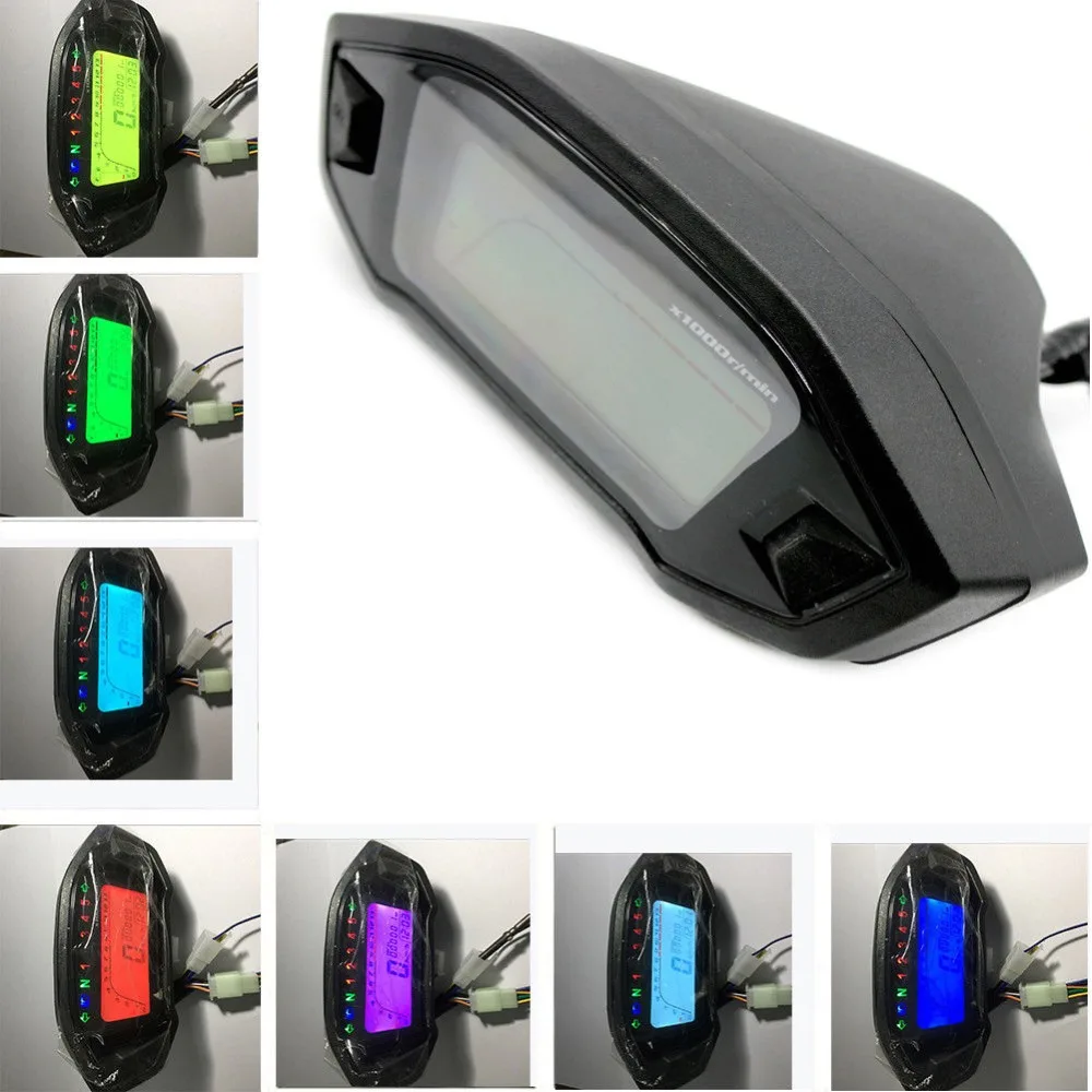 7 Color Universal Motorcycle Lcd Digital Speedometer