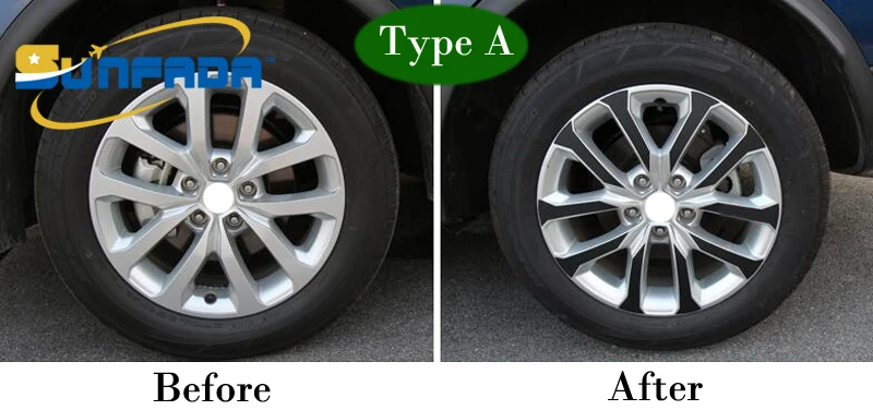 Черные виниловые автомобильные наклейки SUNFADA из углеродного волокна, пригодный для RENAULT KADJAR 17/18 дюймов обод колеса(для 4 колес