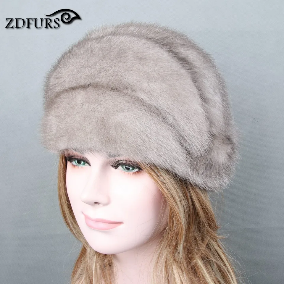 Glaforny 2017 جديد تصميم حقيقية العلامة التجارية فرو منك بيني مع الفراء زهرة الجلد الحقيقي الفراء القبعات النساء الشتاء الفراء قبعات جيدة جودة