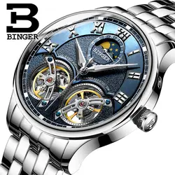 Специальные скидки механические мужские часы Бингер роль Элитный бренд Скелет сапфир водостойкие часы для мужчин мужской B-8606M-008