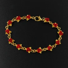 Браслет в виде листа розы, браслет в виде листа красной розы, дизайн из сплава, браслет-цепочка, ювелирные изделия