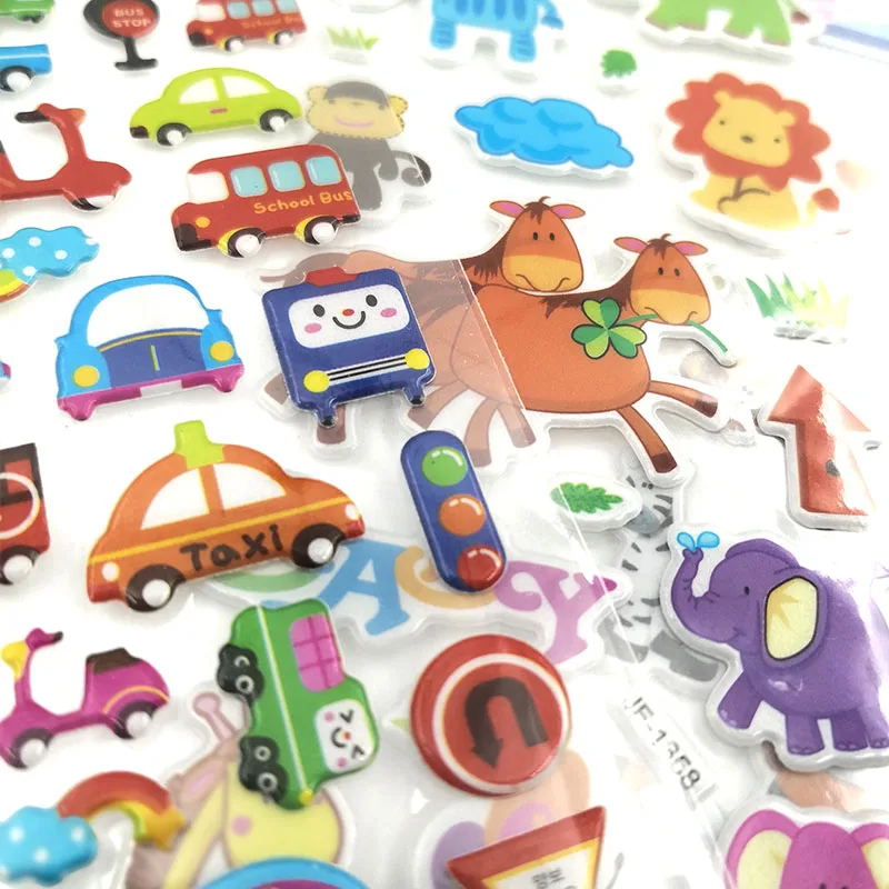 10 листов различных 3D наклейки с милыми рисунками игрушки Pegatinas забавная игрушка для детей на скрапбуке телефон наклейка подарки животные тигр