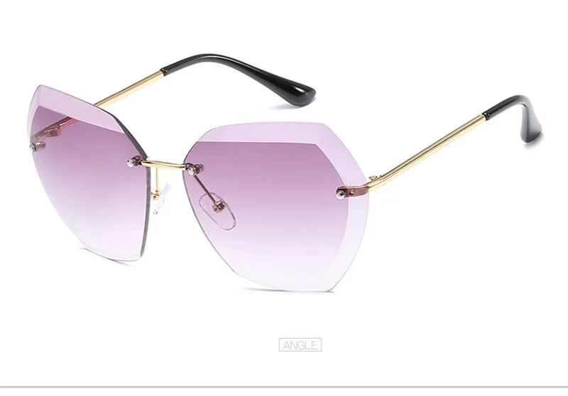 Elbru солнцезащитные очки без оправы для женщин, Алмазная огранка, бескаркасные солнцезащитные очки, женские UV400 ретро-оттенки, женские яркие градиентные цветные очки