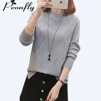 

PEONFLY Winter Sweater Female Autumn Korean Knitted Women Sweater And Pullover Tricot Jumper Fashion Pull Femme