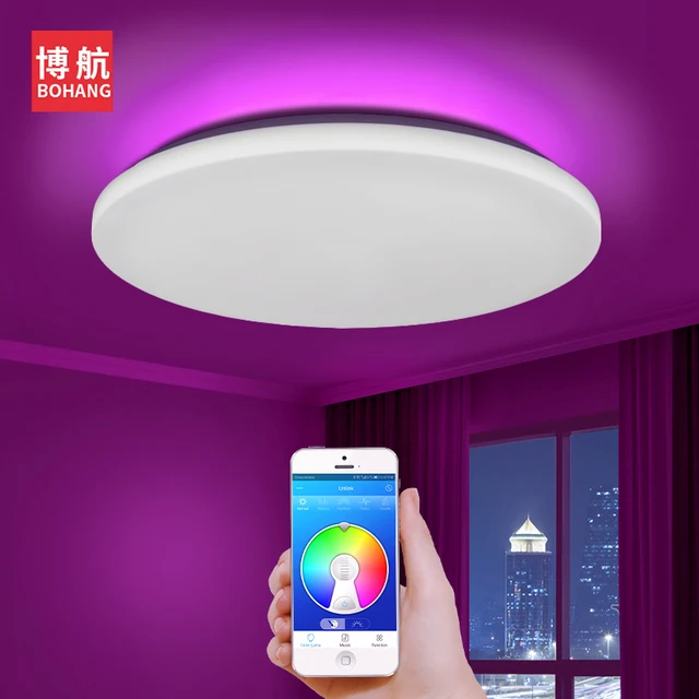 Best Offers Modern LED Ceiling Light APP Control RGB Dimming Bluetooth Speaker 36W48W Living Room Bedroom Smart Ceiling Light 110V/220V
