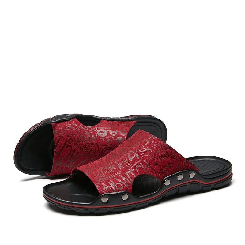 2019 New Men Slippers Super Cool Fashion Men's Slides Summer Beach Leather Slippers Man Casual Sandals Flat Flip Flops Big Size 2019 New Men Slippers Super Cool Fashion Men's Slides Summer Beach Leather Slippers Man Casual Sandals Flat Flip Flops Big Size