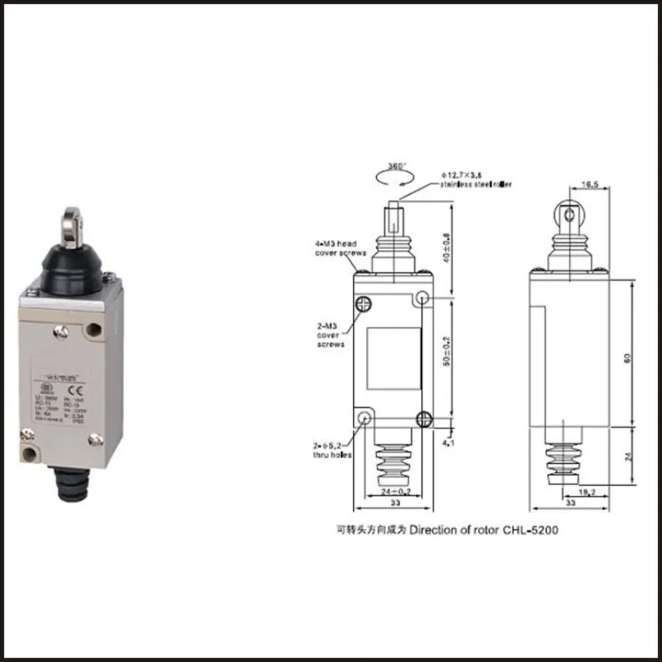 

Switch travel omron limit switch 10A, 250V Electrical Safety Key Interlock switch Compact Prewired micro switch HL-5020