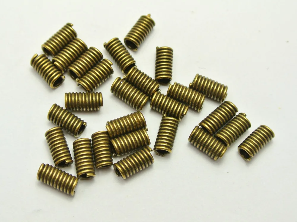 

200 Bronze Tone Wire Coil Tube Beads Spacer 4X8mm Jewelry Finding