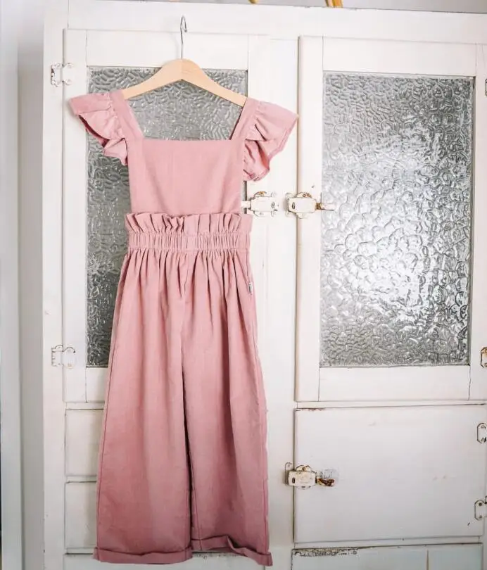 

In Stock Retail 2019 Girl Cotton Linen Overalls Kids Girl Fashion Casual Wide leg Suspender Pants Autumn Baby girl clothes