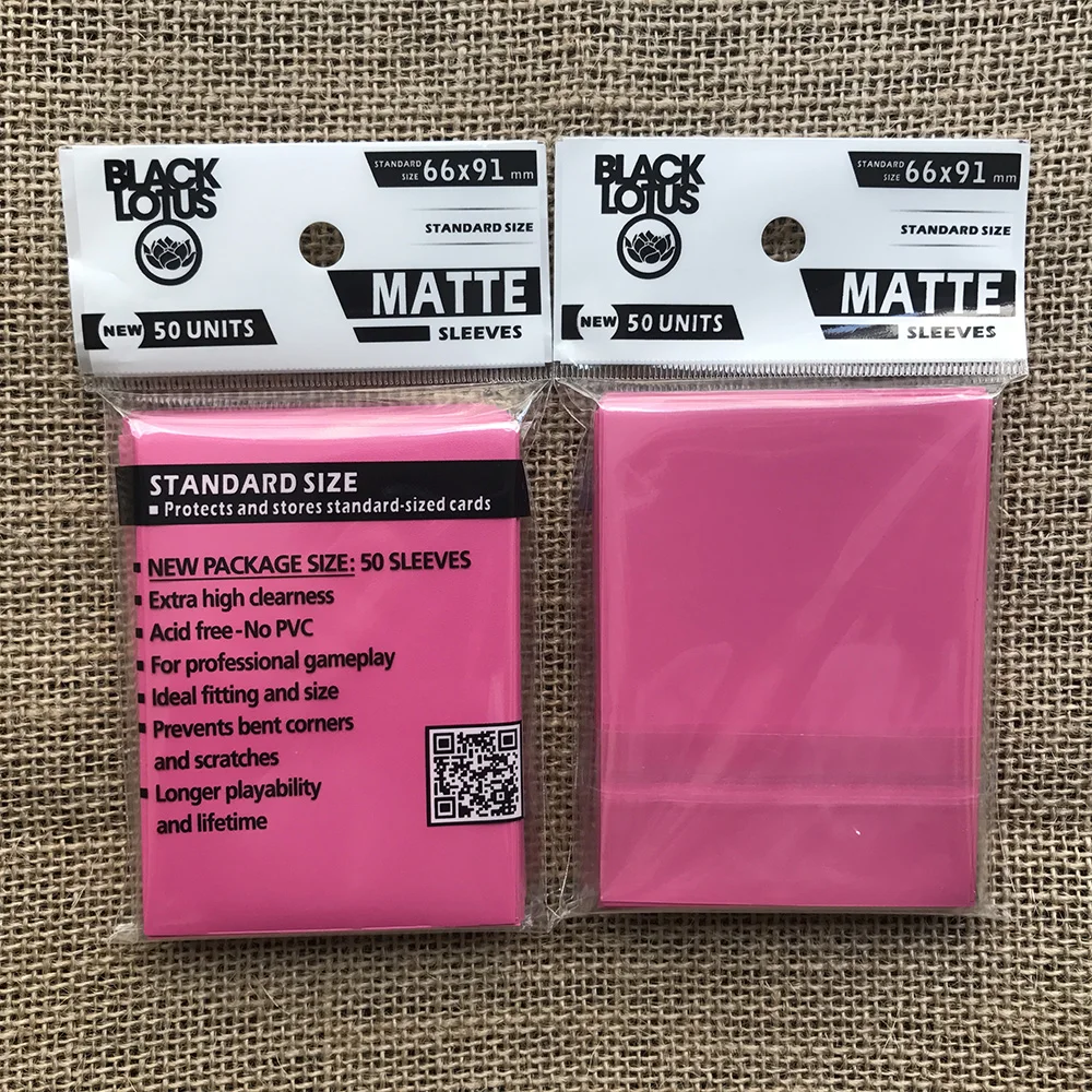 

100 PCS/LOT Pink Sleeves Matte Cards Sleeves MGT Cards Protector For TCG Trading Cards Board Game Cards Shield Sleeves 66x91mm