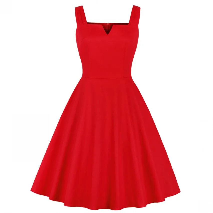 

Women V Neck Vintage Dress Summer Red Spaghetti Strap Sexy High Waist Party Dress Plus Size Elegant Beach Midi Dresses Vestidos